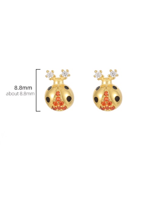BeiFei Minimalism Silver 925 Sterling Silver Cubic Zirconia Insect Cute Stud Earring 2