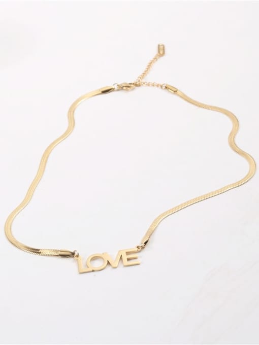 GROSE Titanium Steel Letter Minimalist  Snake Bone Chain Necklace 1
