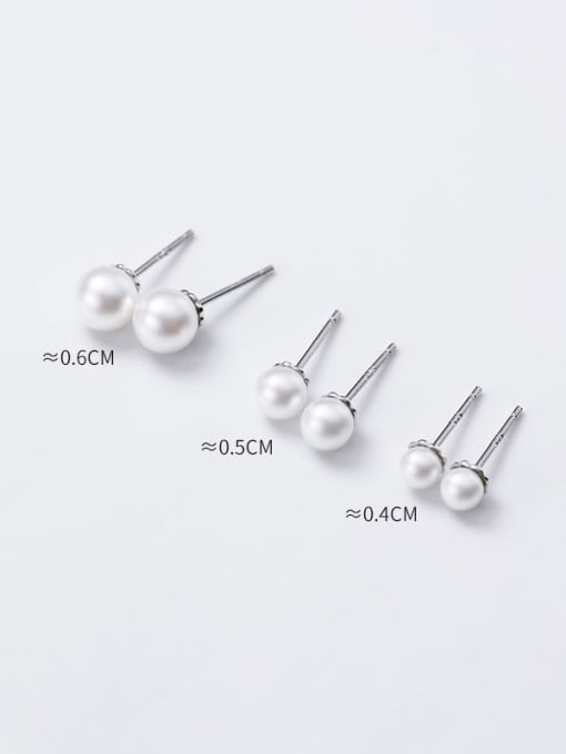 Rosh 925 Sterling Silver Imitation Pearl Round Minimalist Stud Earring 2