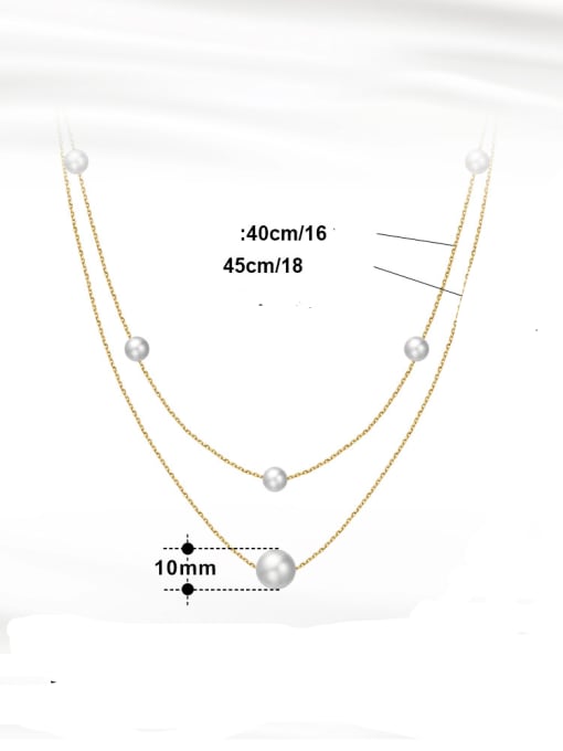 RINNTIN 925 Sterling Silver Freshwater Pearl Geometric Minimalist Multi Strand Necklace 3
