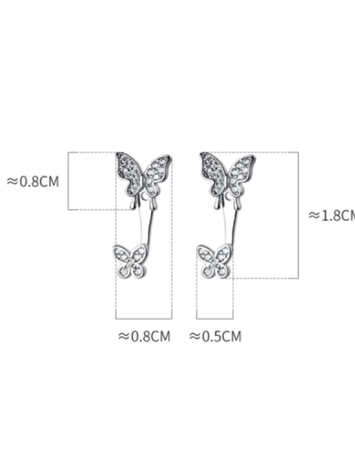 Rosh 925 Sterling Silver Cubic Zirconia Butterfly Minimalist Stud Earring 2