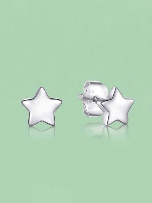 MODN 925 Sterling Silver Minimalist Five-Pointed Star Moon Stud Earring 2