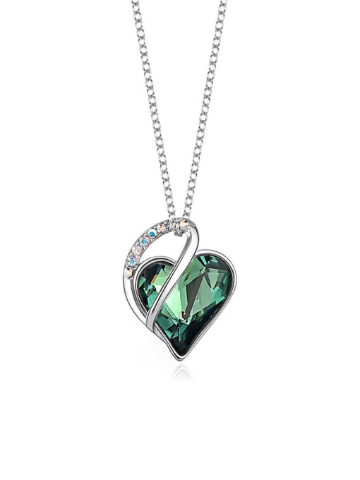JYXZ 040 (green) 925 Sterling Silver Austrian Crystal Heart Classic Necklace