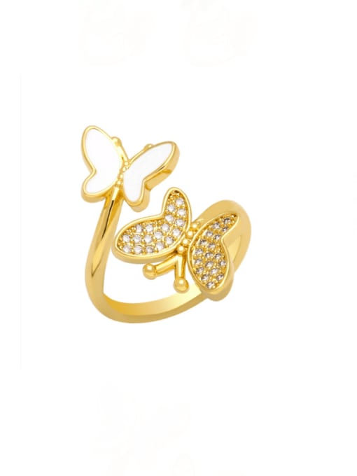 white Brass Cubic Zirconia Butterfly Vintage Band Ring