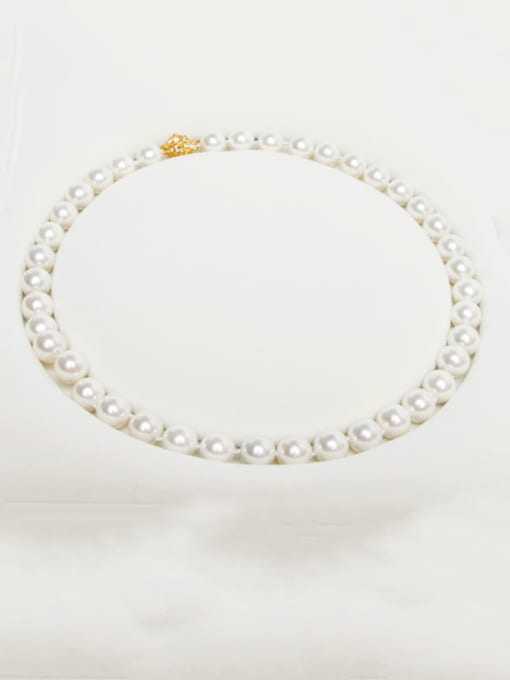 RAIN Brass Shell Pearl Round Minimalist Necklace 1