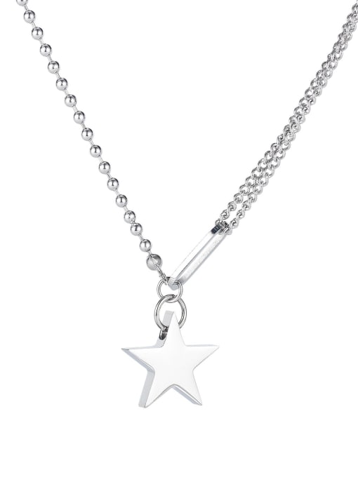 1798 Necklace Titanium Steel Star Hip Hop Asymmetric chain  Necklace