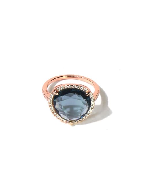 Rose Blue Copper Cubic Zirconia Multi Color Water Drop Minimalist Band Ring
