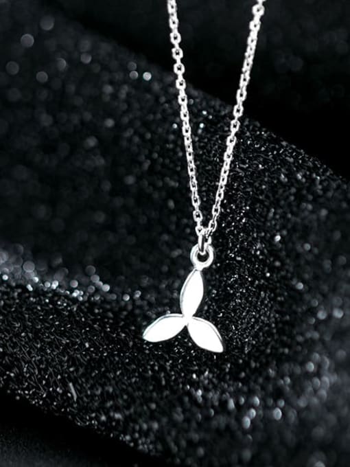 Rosh 925 sterling silver simple smooth Flower Pendant Necklace 1