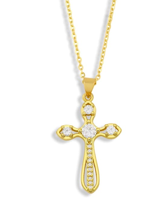 B Brass Cubic Zirconia Cross Minimalist Necklace