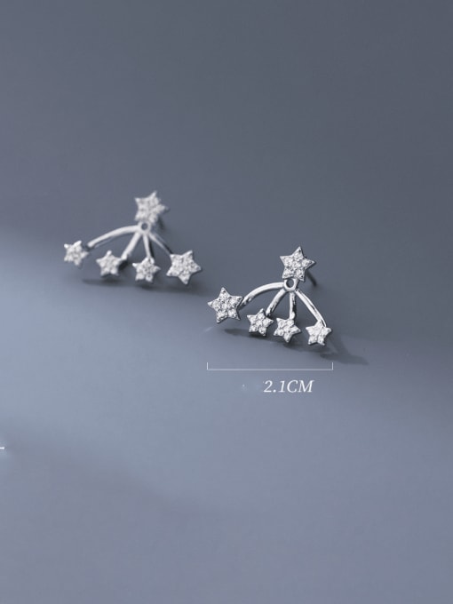 Rosh 925 Sterling Silver Cubic Zirconia Star Minimalist Stud Earring 2