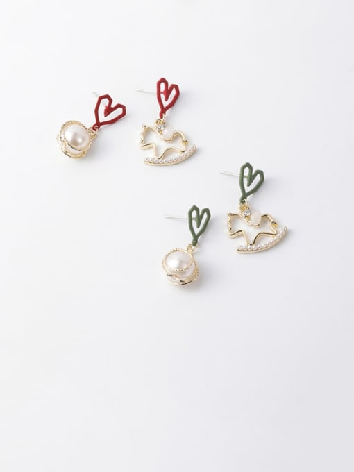 Girlhood Zinc Alloy Imitation Pearl White Heart Cute Drop Earrings 1
