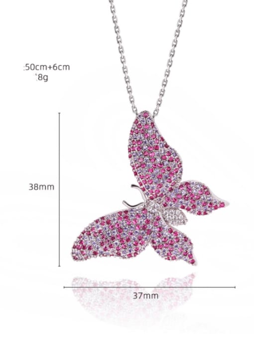 DUDU Brass Cubic Zirconia Multi Color Butterfly Statement Necklace 3