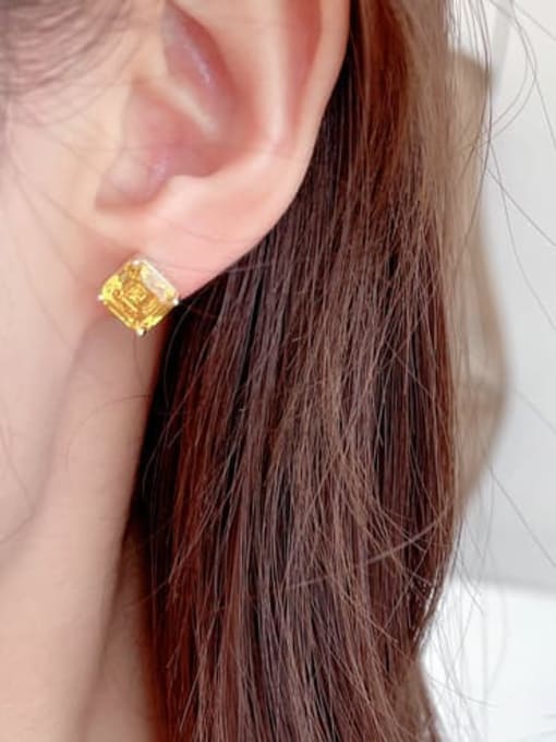 Luxu Brass Cubic Zirconia Square Luxury Stud Earring 1