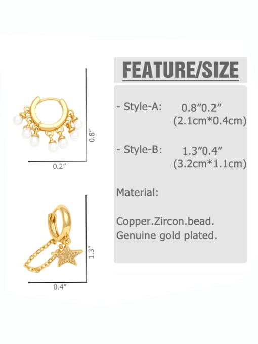 CC Brass Cubic Zirconia Geometric Hip Hop Huggie Earring 2
