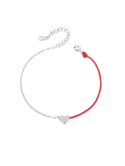 Jare 925 Sterling Silver Heart Minimalist Asymmetrical  Chain Link Bracelet 0