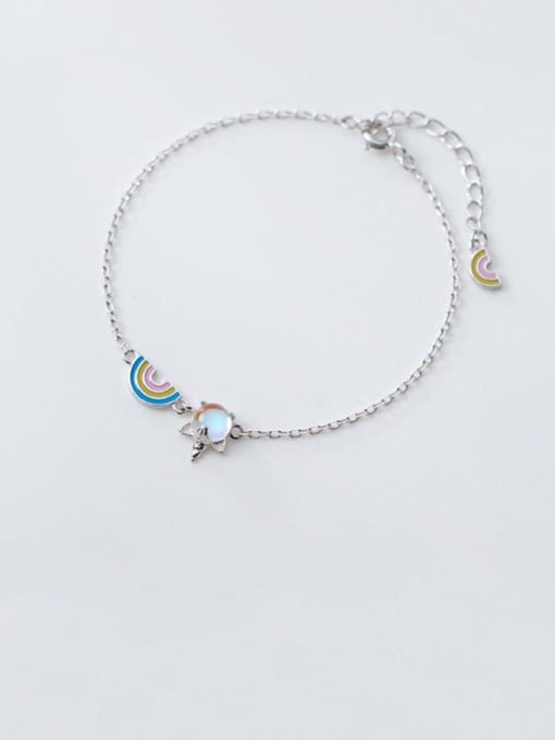 Rosh 925 Sterling Silver Multi Color Rainbow Minimalist Link Bracelet 0
