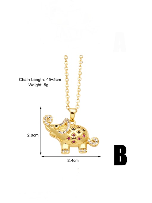 B Brass Cubic Zirconia Animal Hip Hop Necklace