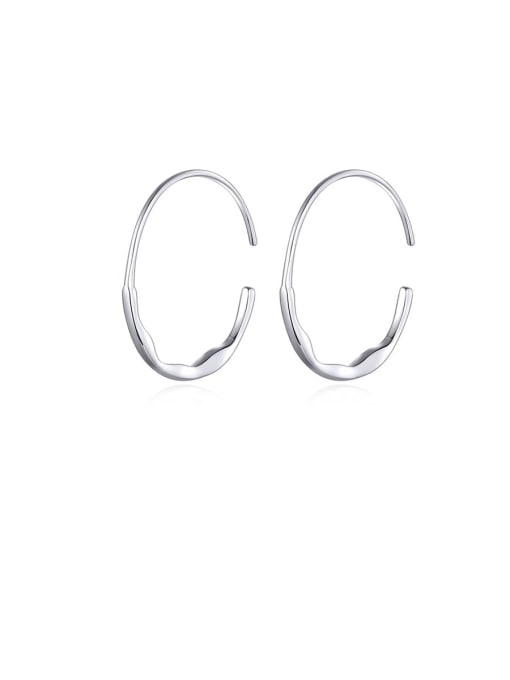 Jare 925 Sterling Silver With White Gold Plated Minimalist Round Hoop Earrings