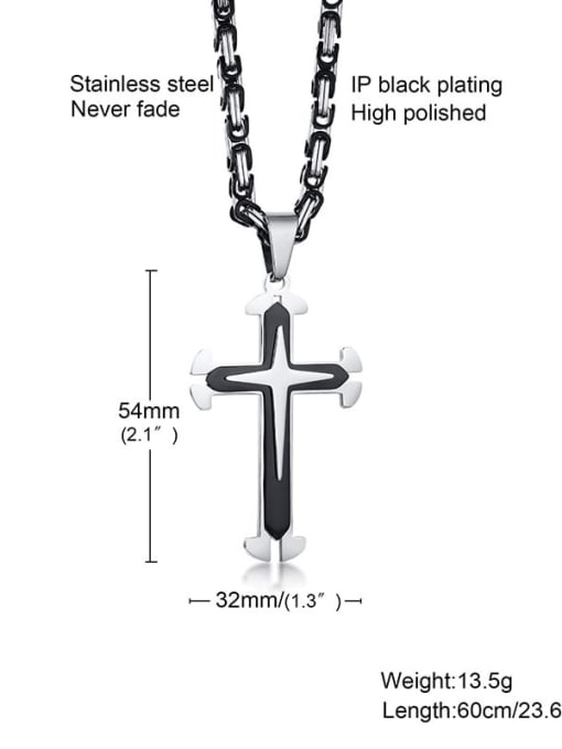 Black steel pendant (without chain) Titanium Steel Hip Hop Cross Pendant