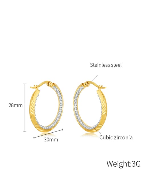 Open Sky Titanium Steel Cubic Zirconia Geometric Minimalist Huggie Earring 3