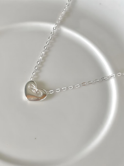Love Necklace B1192 925 Sterling Silver Heart Minimalist Necklace