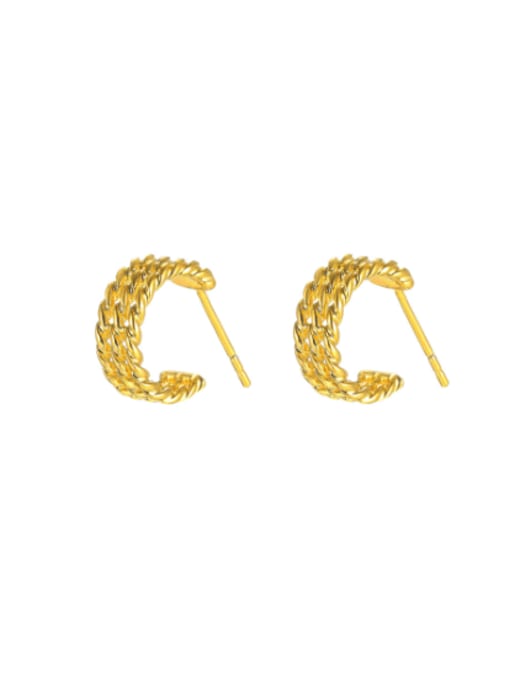 24K gold Zinc Alloy Dultilayer Geometric Minimalist Stud Earring