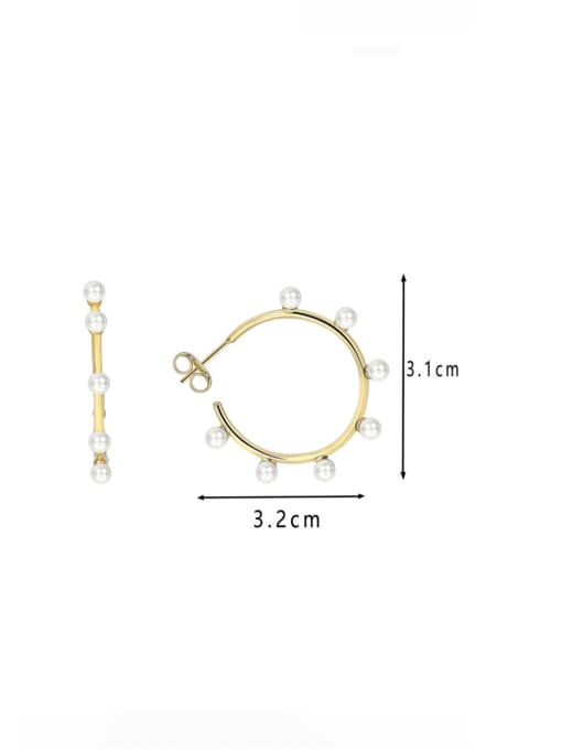 CHARME Brass Imitation Pearl Geometric Minimalist Hoop Earring 2