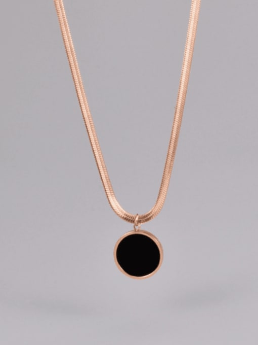 A TEEM Titanium Steel Enamel Round Minimalist Necklace 0