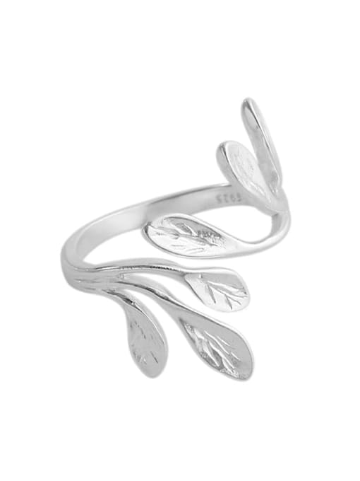 DAKA 925 Sterling Silver Leaf Minimalist Band Ring 4