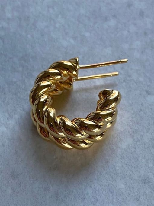 LI MUMU Brass Twist Geometric Ethnic Hoop Earring 3