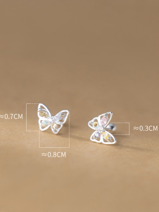 Rosh 925 Sterling Silver Cubic Zirconia Butterfly Cute Stud Earring 3
