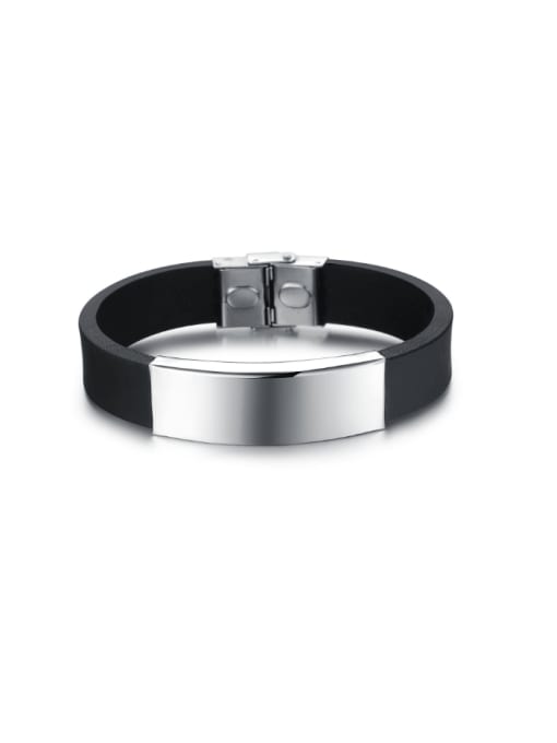 Open Sky Titanium Steel Geometric Hip Hop Wristband Bracelet 0