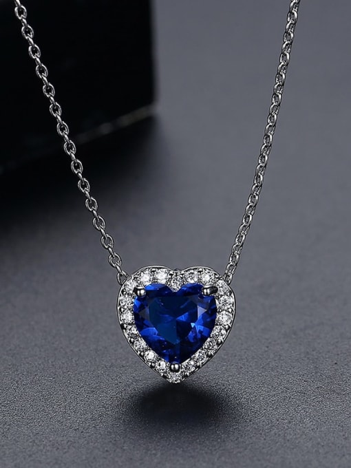 N15031703 Bu Brass Cubic Zirconia Heart Luxury Necklace