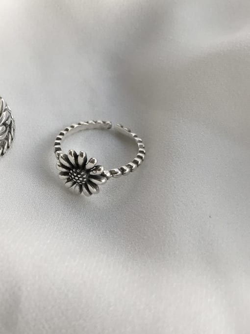 Boomer Cat 925 Sterling Silver flower daisy free size Ring 1