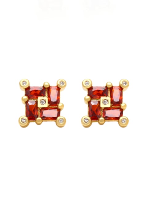 CC Brass Cubic Zirconia Square Minimalist Stud Earring 2