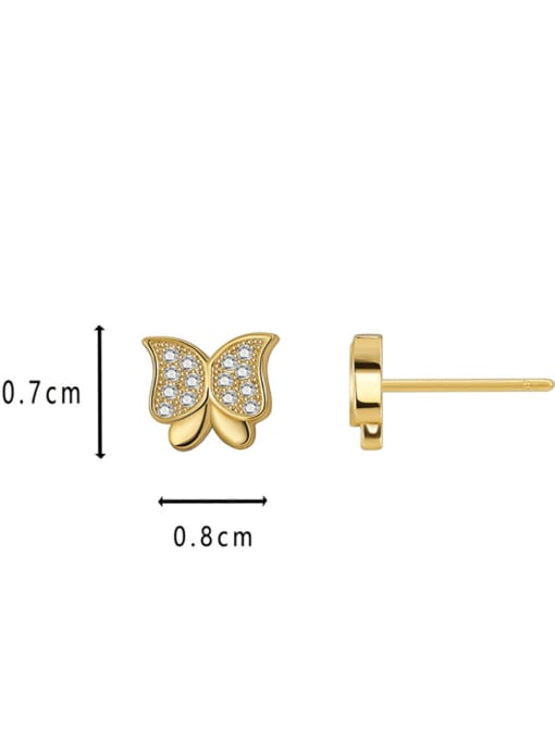 CHARME Brass Cubic Zirconia Butterfly Vintage Stud Earring 1
