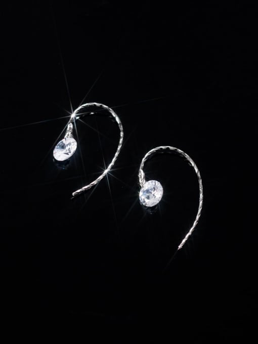 Rosh 925 Sterling Silver Cubic Zirconia Geometric Minimalist Hook Earring 2