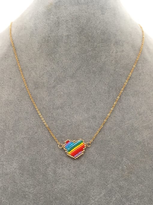 Roxi Stainless steel Multi Color Miyuki beads Heart Bohemia Necklace 1