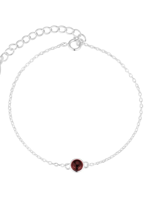 Red agate in July 925 Sterling Silver Natural Stone Geometric Luxury Link Bracelet