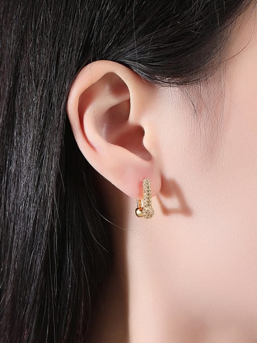BLING SU Brass Cubic Zirconia Geometric Luxury Huggie Earring 1