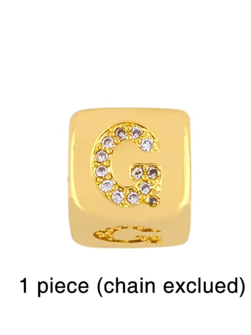 G Brass Cubic Zirconia square  Letter Minimalist Adjustable Bracelet