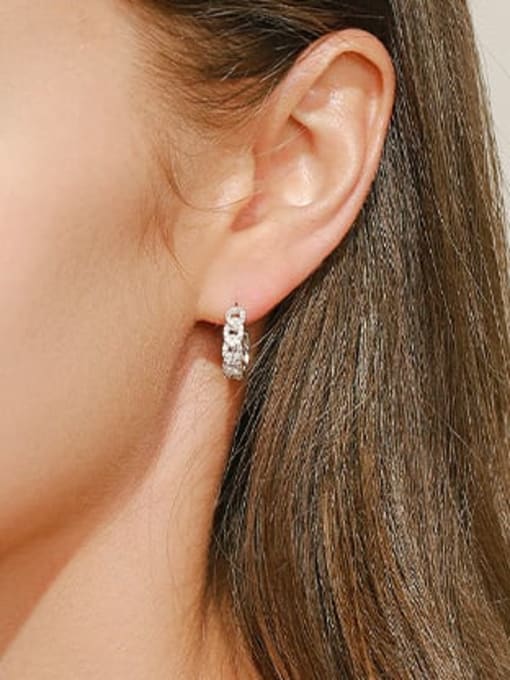 MODN 925 Sterling Silver Cubic Zirconia Dainty C Shaped Stud Earring 1
