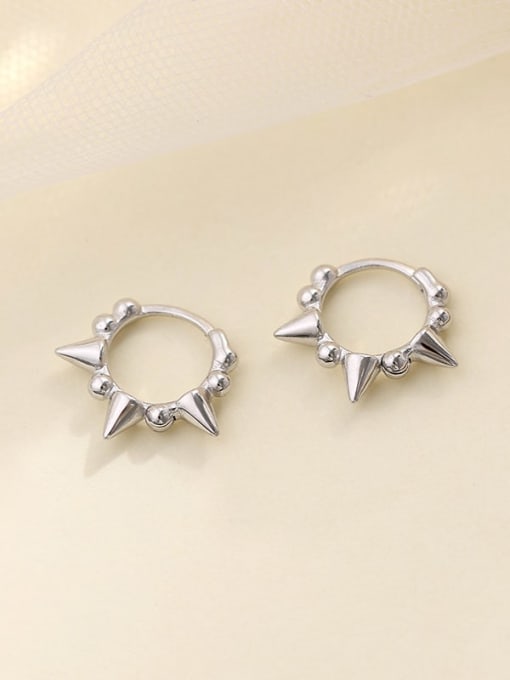 ES2411 platinum 925 Sterling Silver Geometric Minimalist Huggie Earring
