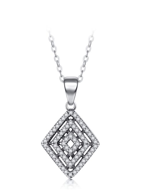 MODN 925 Sterling Silver Cubic Zirconia Geometric Vintage Necklace 0