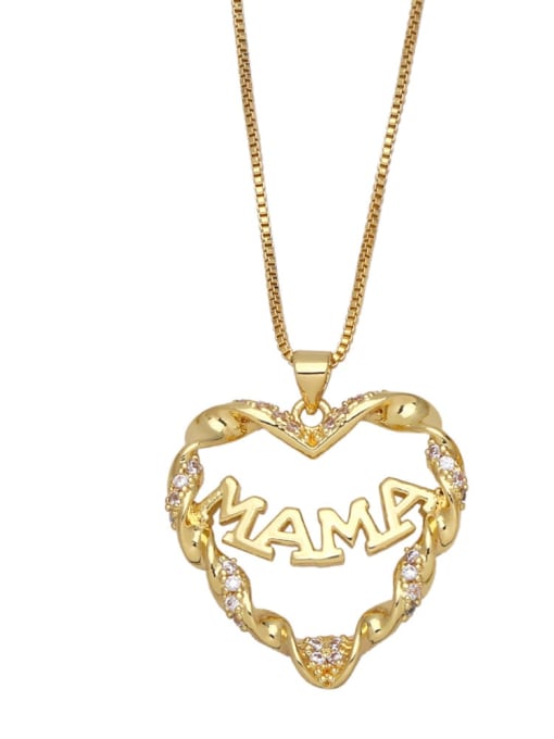 A Brass Cubic Zirconia Letter Vintage Heart Pendant  Necklace