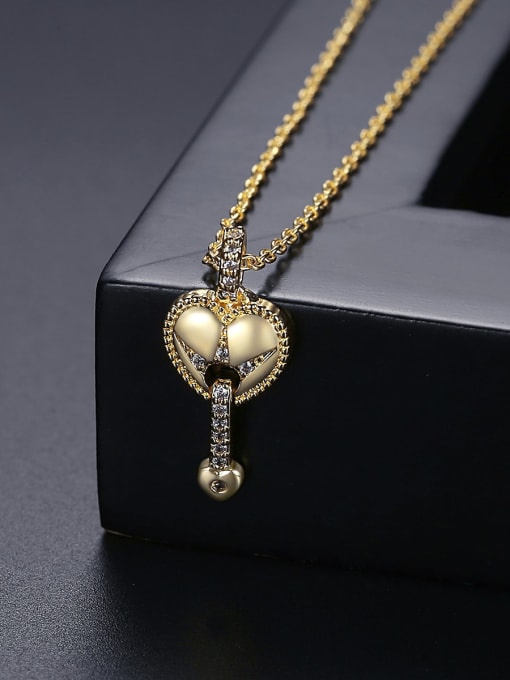 BLING SU Brass Cubic Zirconia Heart Minimalist Necklace 3
