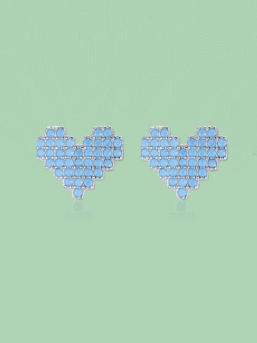 MODN 925 Sterling Silver Turquoise Heart Trend Stud Earring 0