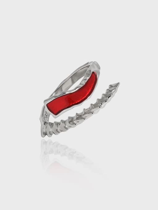 DAKA 925 Sterling Silver Enamel Irregular Vintage Band Ring