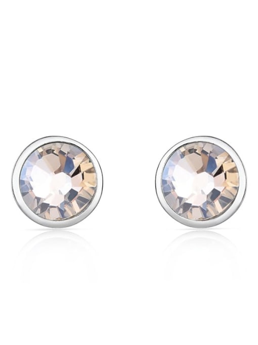 JYEH 002 (coffee color) 925 Sterling Silver Austrian Crystal Geometric Classic Stud Earring