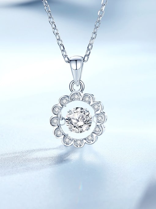 BC-Swarovski Elements 925 Sterling Silver Moissanite Flower Dainty Necklace 3